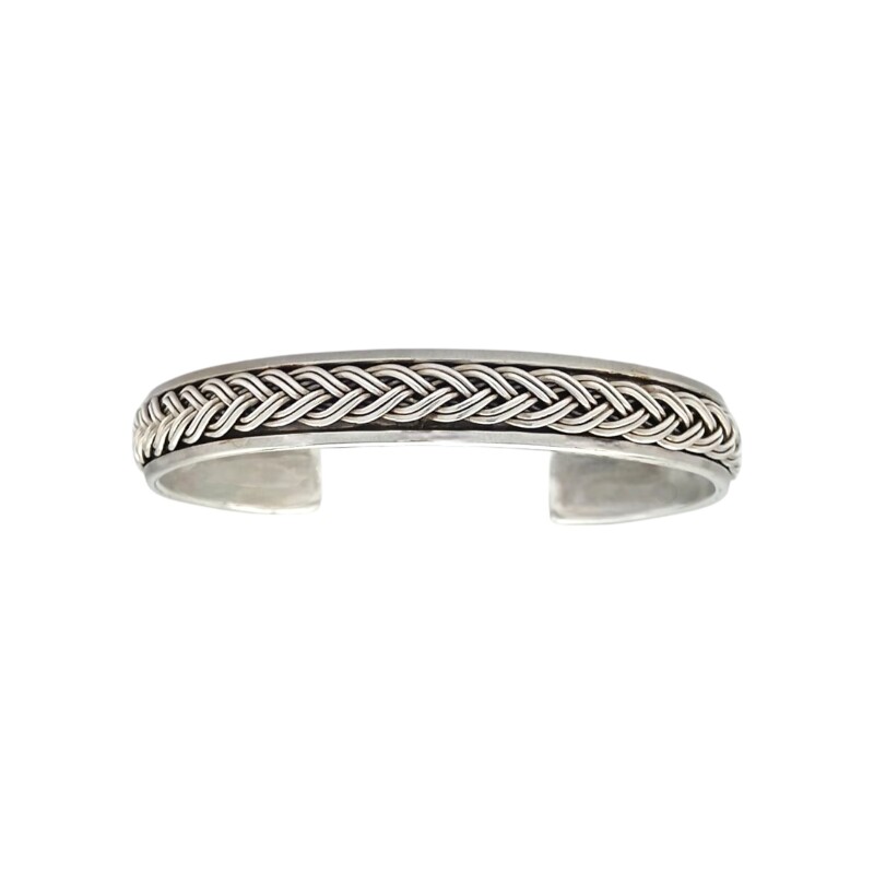 Brazalete trenzado con borde-Plata 925-Sin Piedra-BR3012 sinpiedra