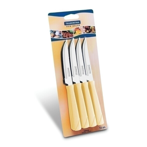 Cuchillos de mesa en plástico marfil, modelo NEW KOLOR, 12 piezas TN7905