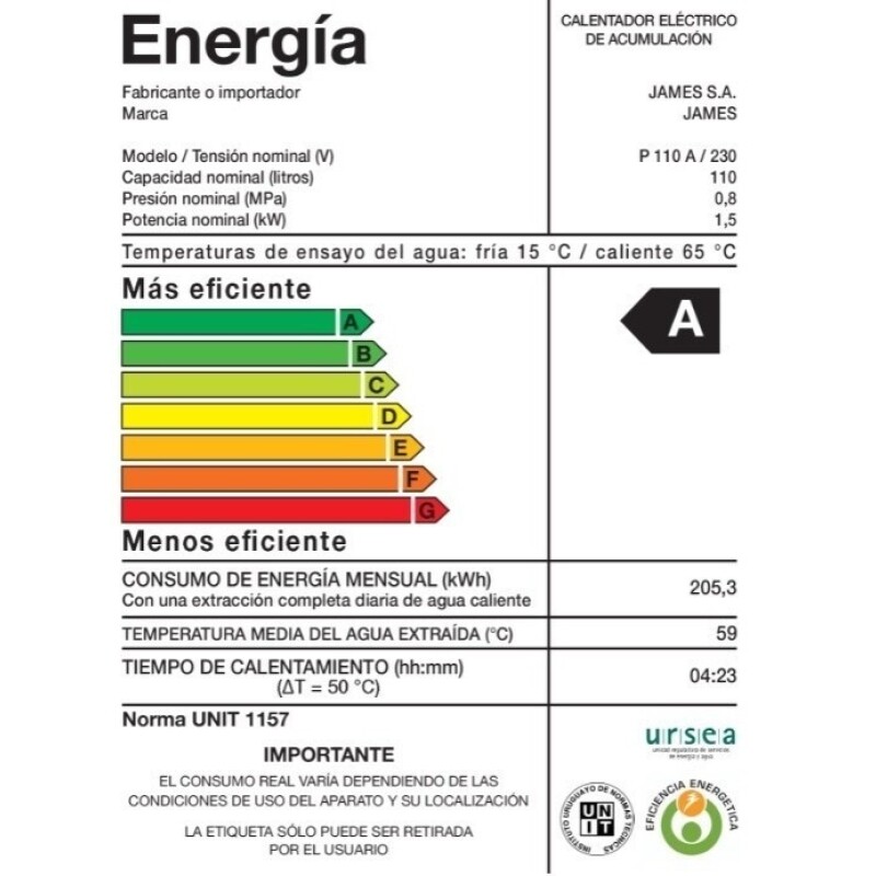 Calefon James 110 Litros Tanque Acero Cilindro Calefon James 110 Litros Tanque Acero Cilindro