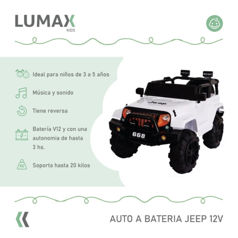 Jeep a batería para Niños Blanco