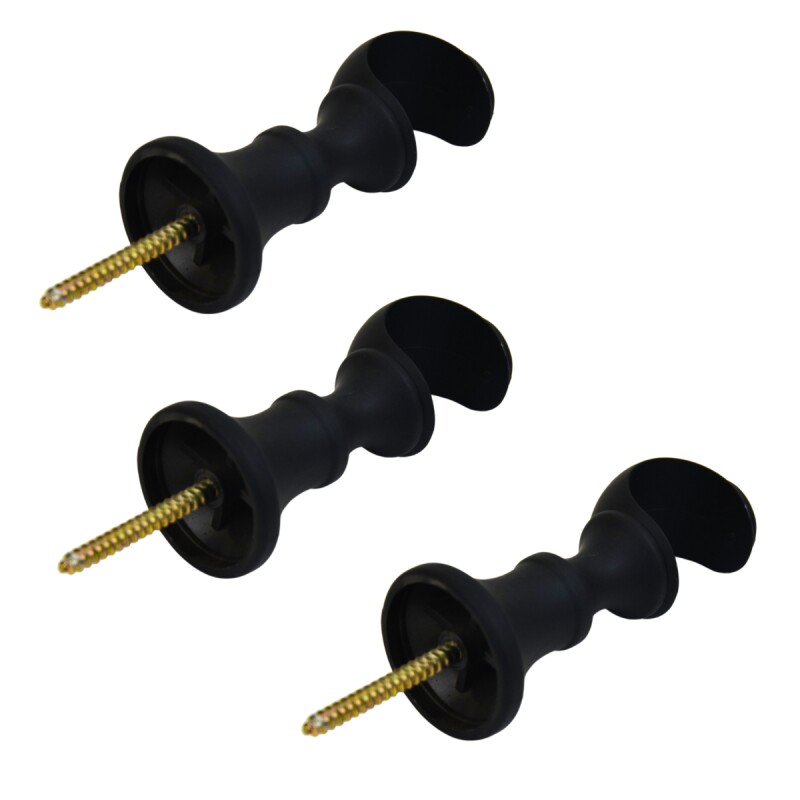 Barrote Cortina Palo de Metal 2,50m 28mm + 3 soportes NEGRO