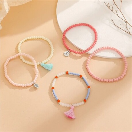 Pulsera set x5 mostacillas pastel Sc