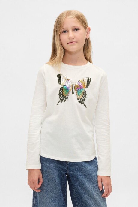 Remera Lentejuelas Niña New Off White Opt1