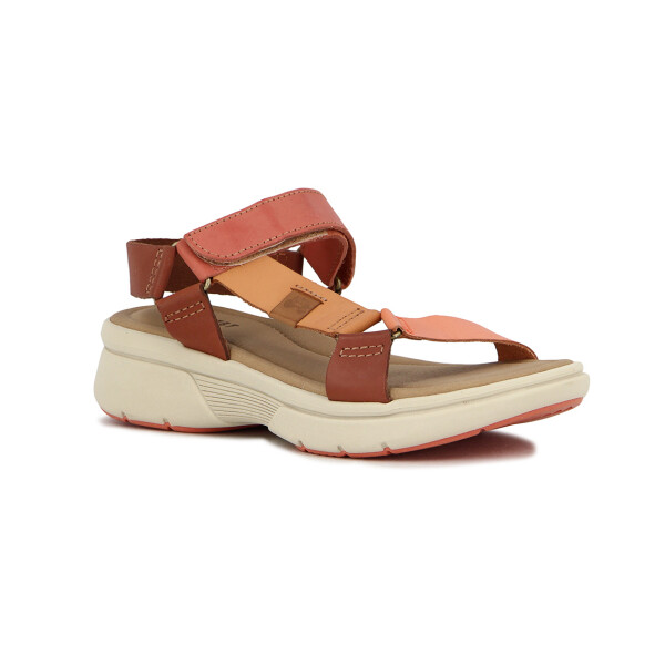 Country Sandalia Dama Casual 1 Tira Y Pulsera C/velkro Coral-mix
