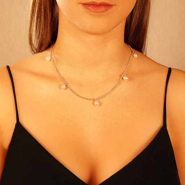 Cadena Aqua de MOON en plata 925 con perlas de rio Cadena Aqua de MOON en plata 925 con perlas de rio