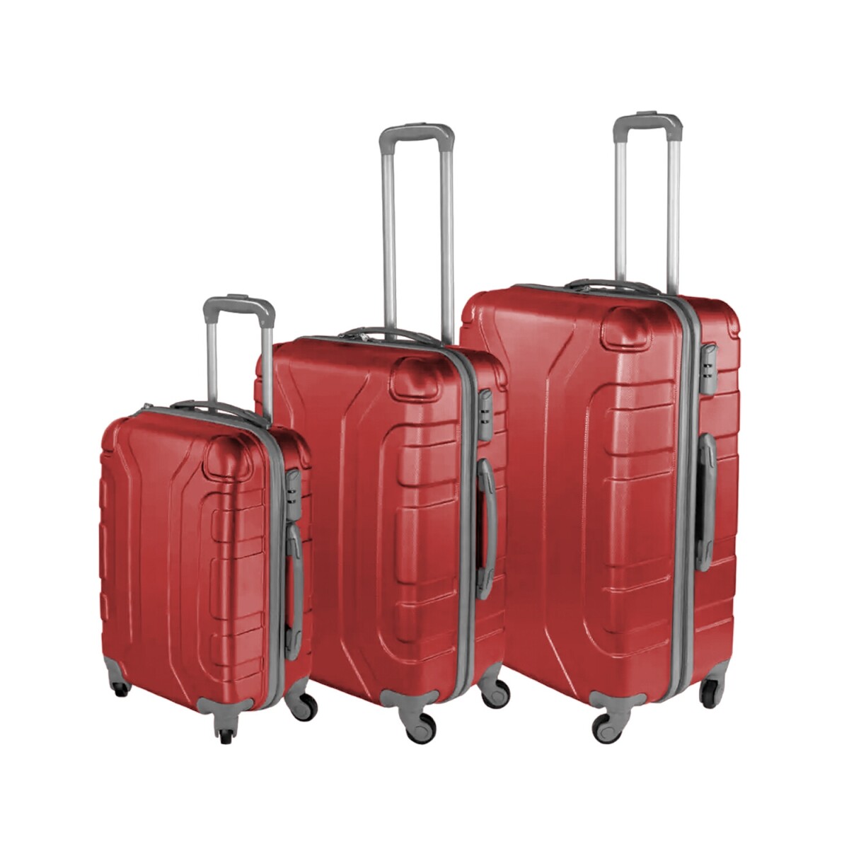 Set de 3 valijas de viaje rígidas Arye con ruedas - Rojo 