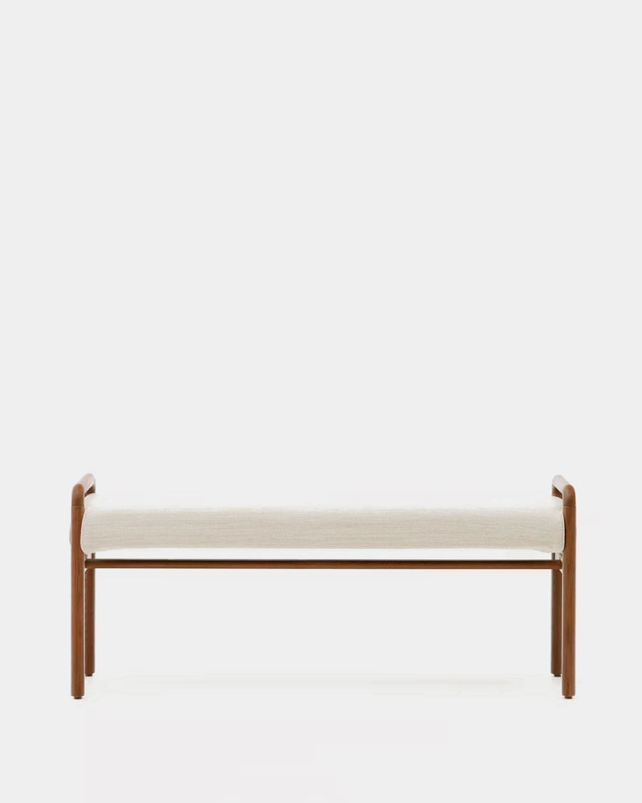 Banco desenfundable Macaret de madera maciza de roble acabado nogal 120 cm FSC Mix Credit.