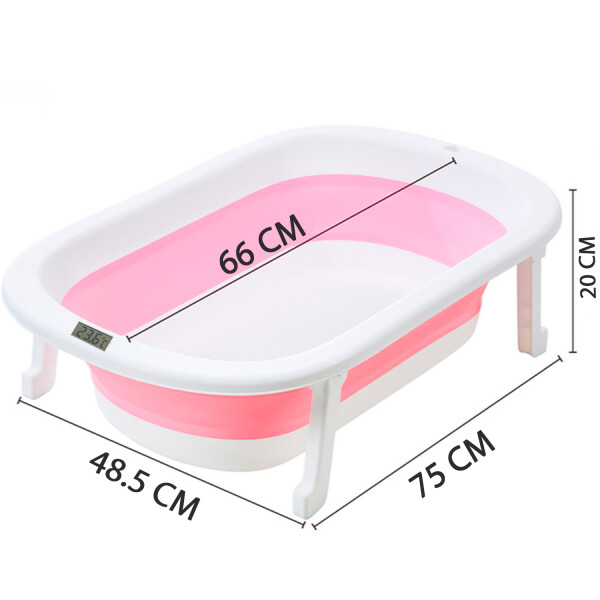 Baño Plegable Termómetro + Colchón Bebé Baby Antideslizante Color Variante Rosado