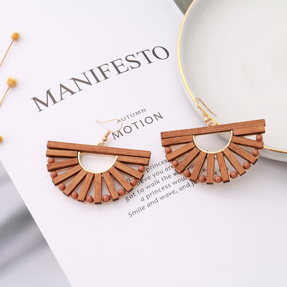 Pendientes Semi Círculo Madera 