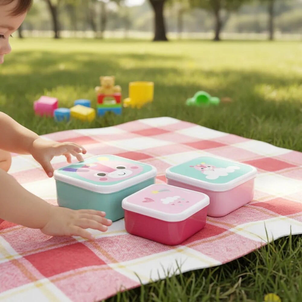 Set x3 tupper animales BUBA unicornio bubazoo