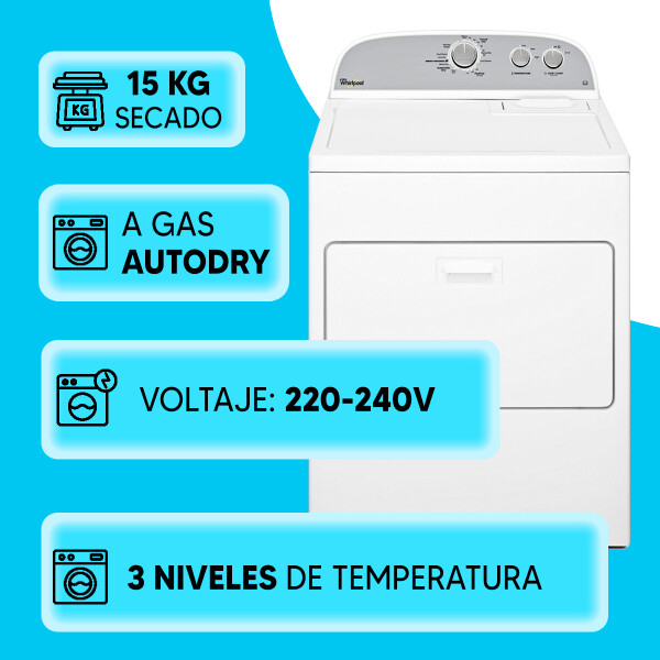 Secarropas Whirlpool 3dwgd4815f /a Gas 15 Kg SECARROPAS GAS WHIRLPOOL 15K 3DWGD4815FW