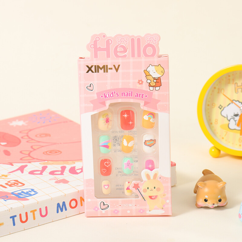 Uñas Postizas Infantiles - Coloridas - 12 Piezas #10 Uñas Postizas Infantiles - Coloridas - 12 Piezas #10