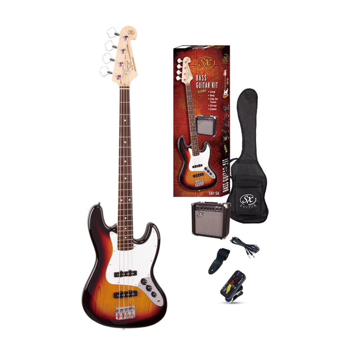 BAJO ELECTRICO PACK SX SB1SK JAZZ BASS SUNBURST 