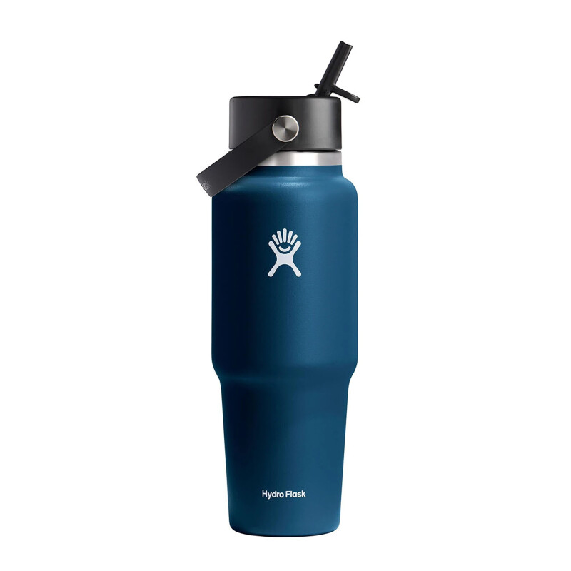32 oz Wide Mouth Travel Bottle with Flex Straw Cap Indigo