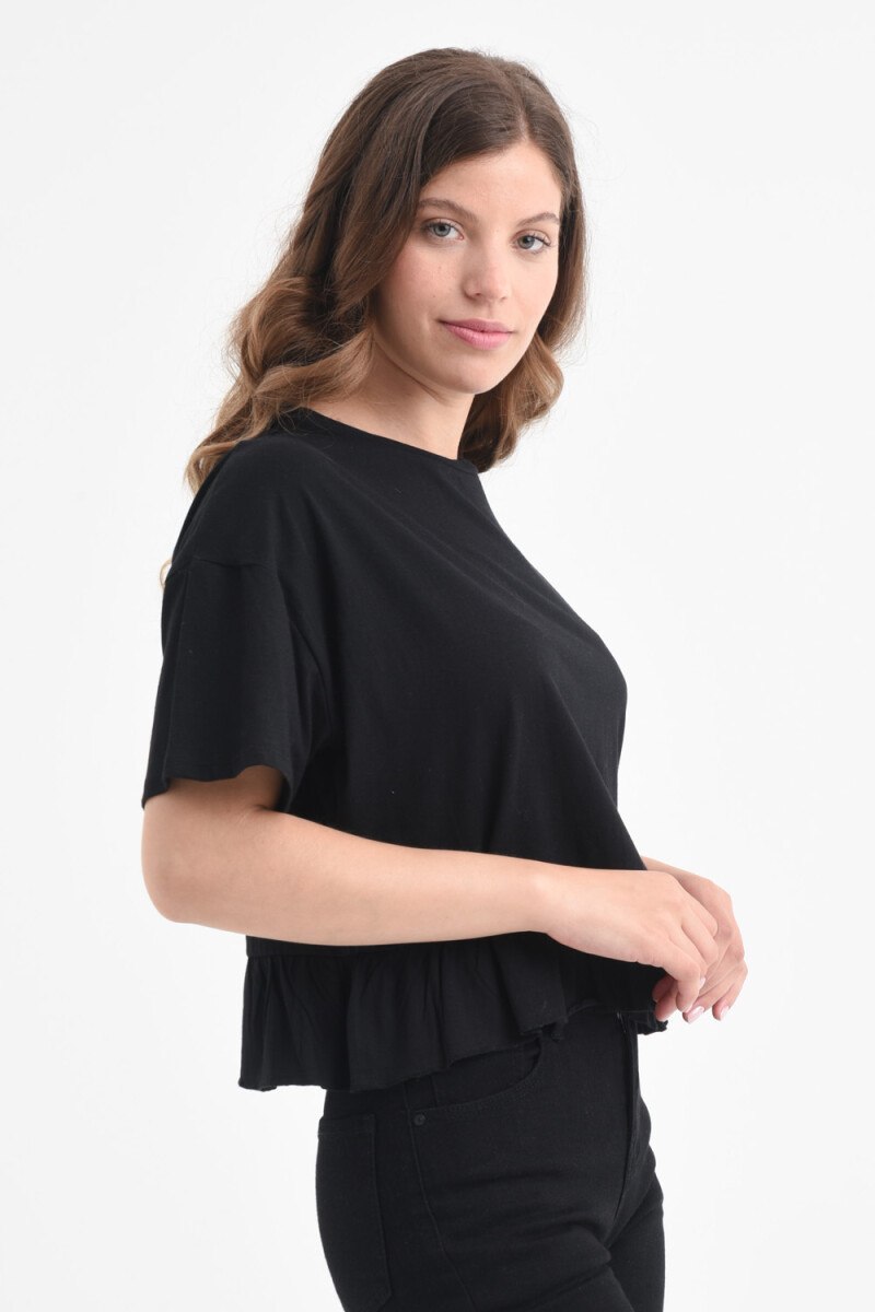 Camiseta con volados manga corta algodón orgánico Negro