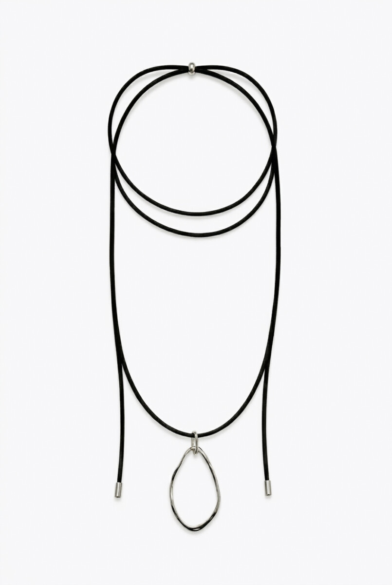 Collar cordón colgante de acero - plateado 