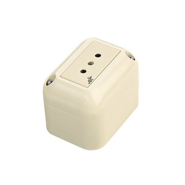 Caja ext c/ tomacorriente 3 en línea Presta marfil ELE00998