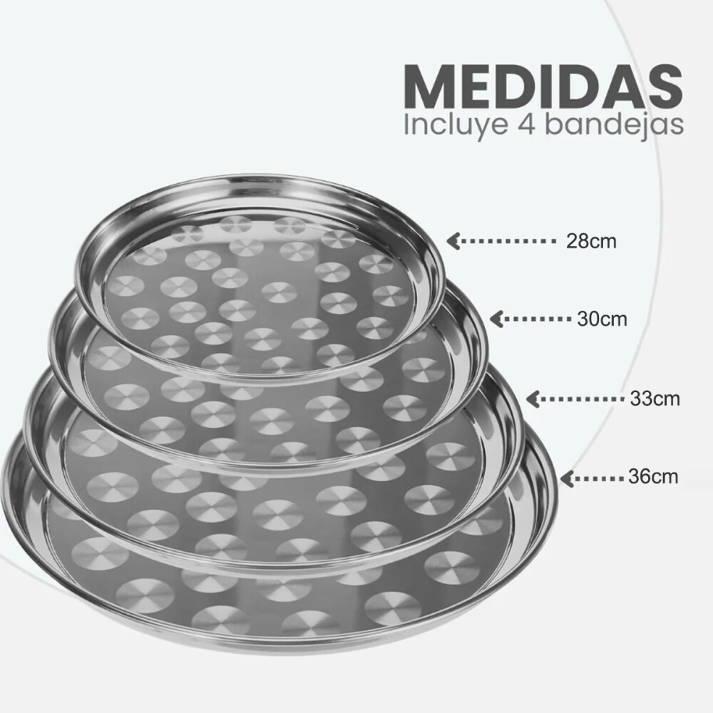 Set De Bandejas x4 De Acero Inoxidable Set De Bandejas x4 De Acero Inoxidable