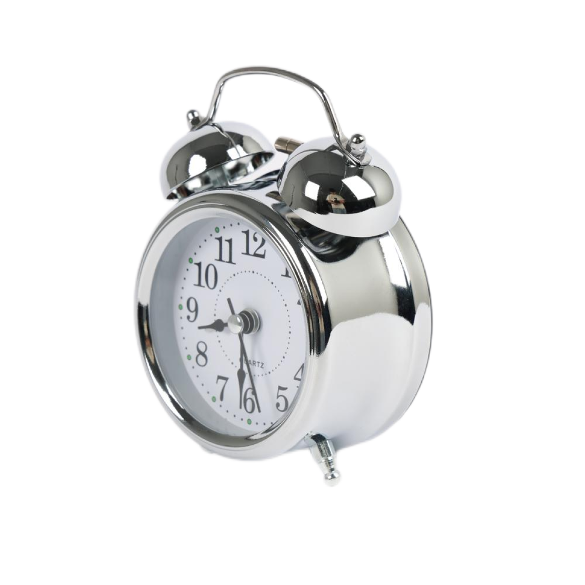 RELOJ DESPERTADOR PLATEADO DISEÑO RETRO 