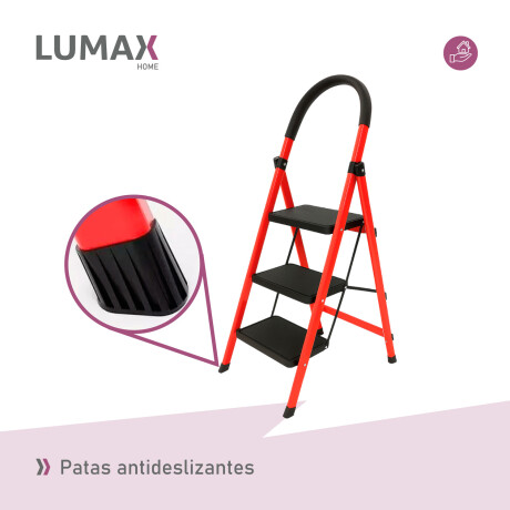 Escalera Tijera 3 Escalones Base Antideslizante Rojo/Negro