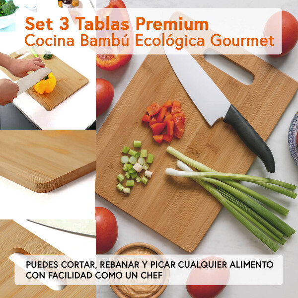 Set de 3 Tablas de Picar IMBACK IBK-HMJ053-MAD | Bambú Natural con Manija | Resistentes e Higiénicas Set de 3 Tablas de Picar IMBACK IBK-HMJ053-MAD | Bambú Natural con Manija | Resistentes e Higiénicas