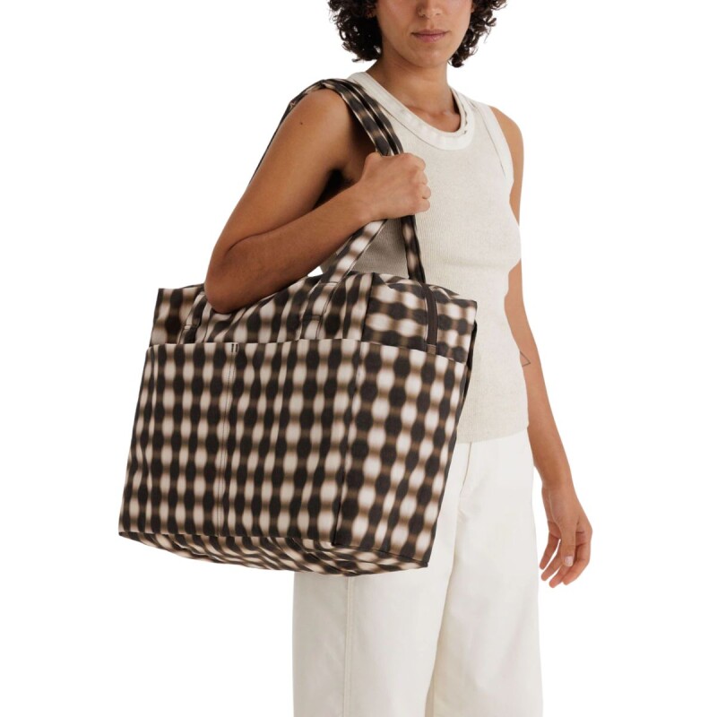 BOLCARRL Bolso De Mano Grande Para Carry On Baggu - Blurred Gingham Brown