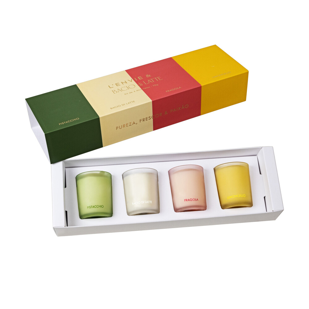 KIT 4 MINI VELAS PARAFINA BACIO DI LATTE 70GR