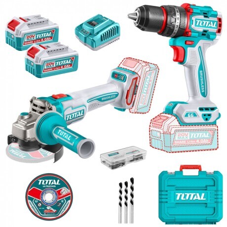 Kit Línea 20v Sin Carbones: Atornillador Con Percutor 66Nm + Amoladora 4.1/2", 2 Baterías 4.0Ah Kit Línea 20v Sin Carbones: Atornillador Con Percutor 66Nm + Amoladora 4.1/2", 2 Baterías 4.0Ah