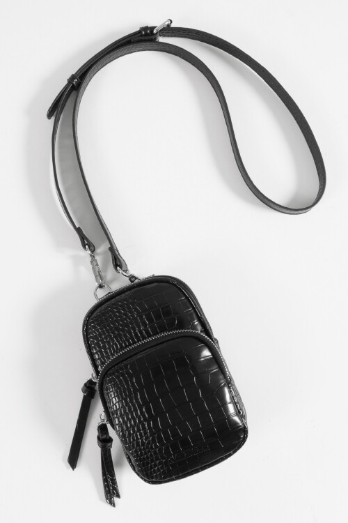 Porta celular croco negro
