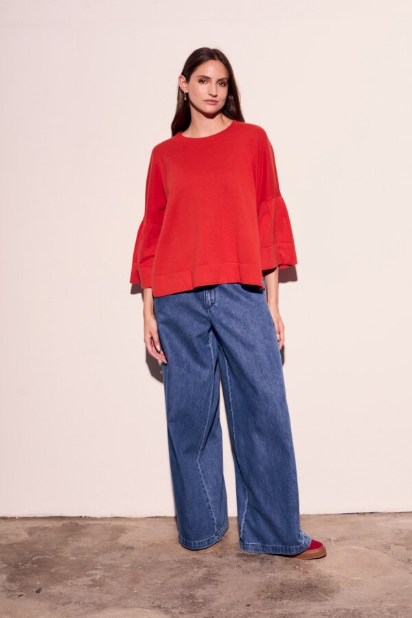 Sweater Manga Volados Rojo