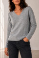 SWEATER V BOUTONE GRIS