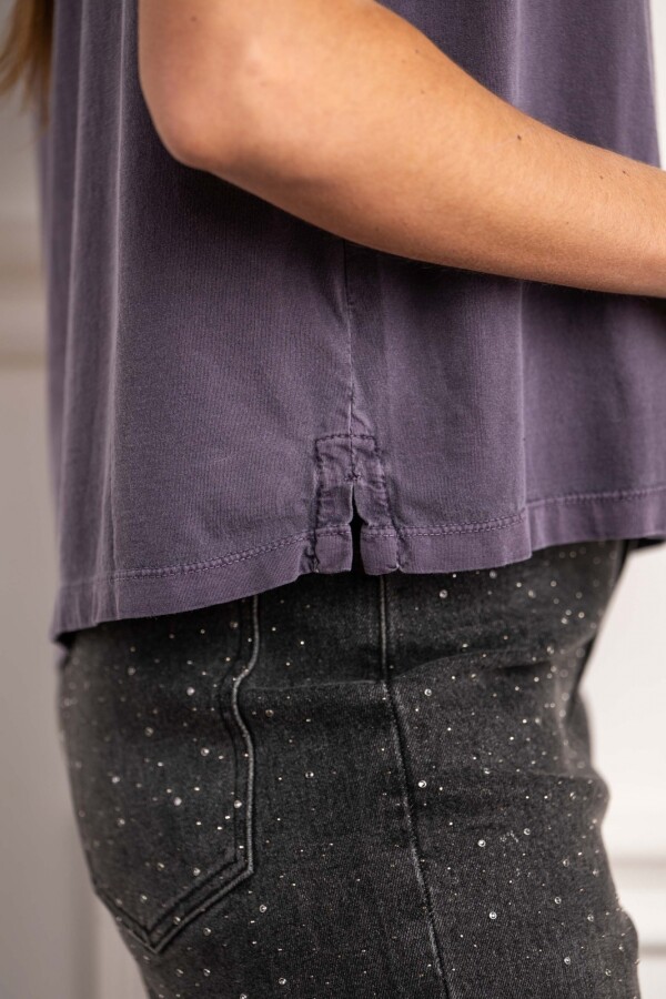 Remera Algodon Lavado Berenjena