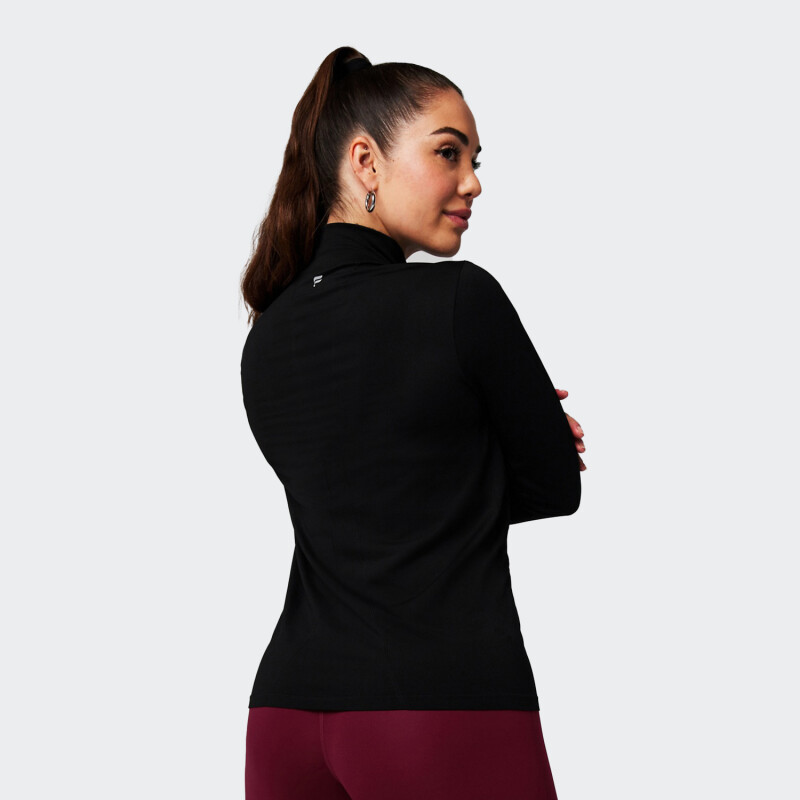 Remera Fabletics Manga Larga Feather Tech Negro
