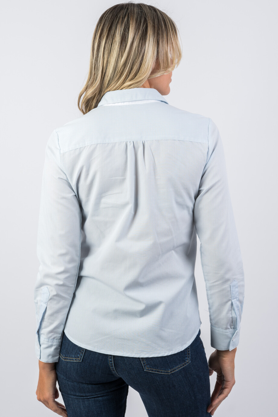 Camisa Dama Clásica Raya Celeste