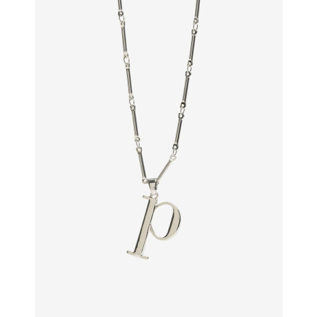 Collar Largo Inicial P Plateado Rodio