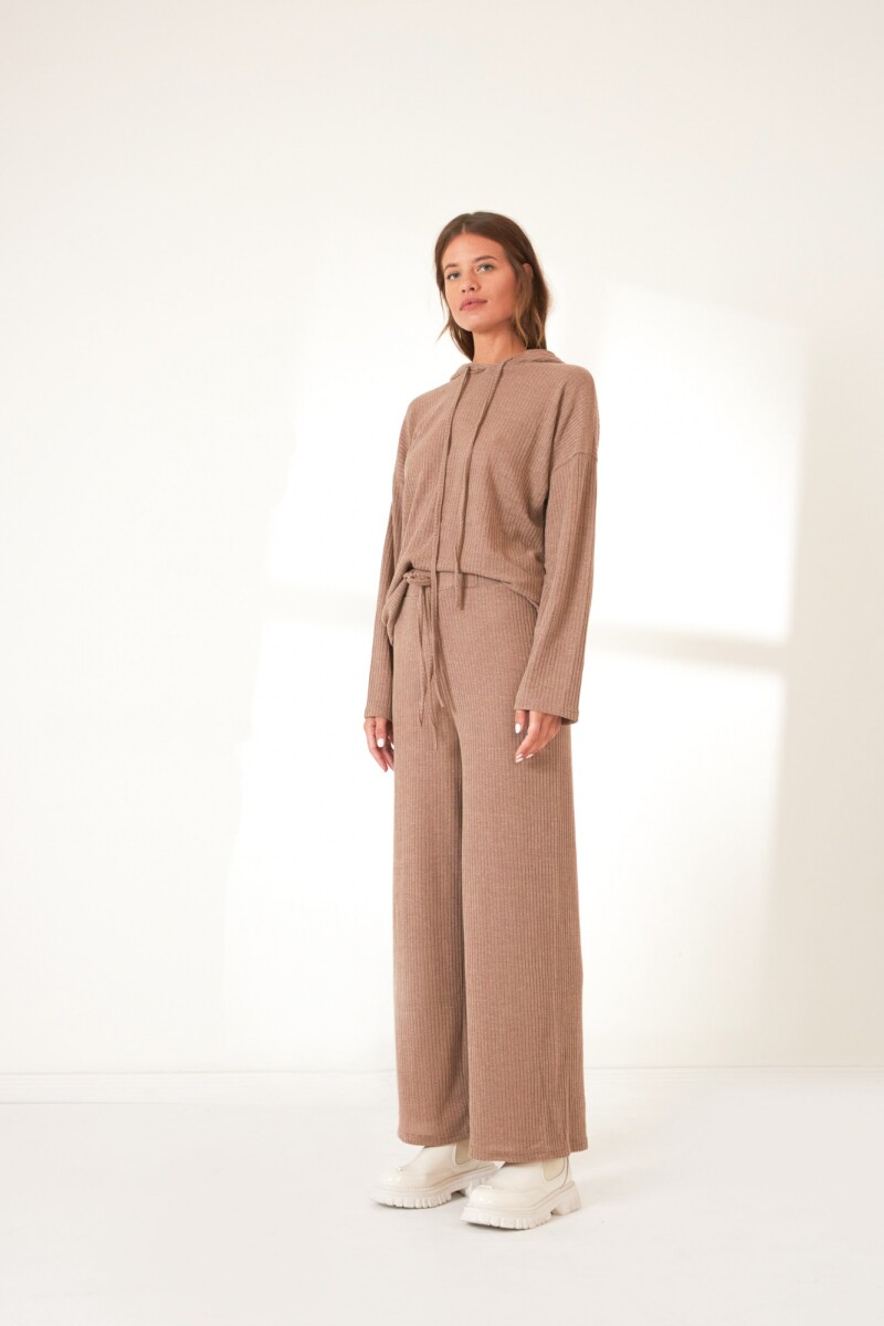 Conjunto relax ribbed beige