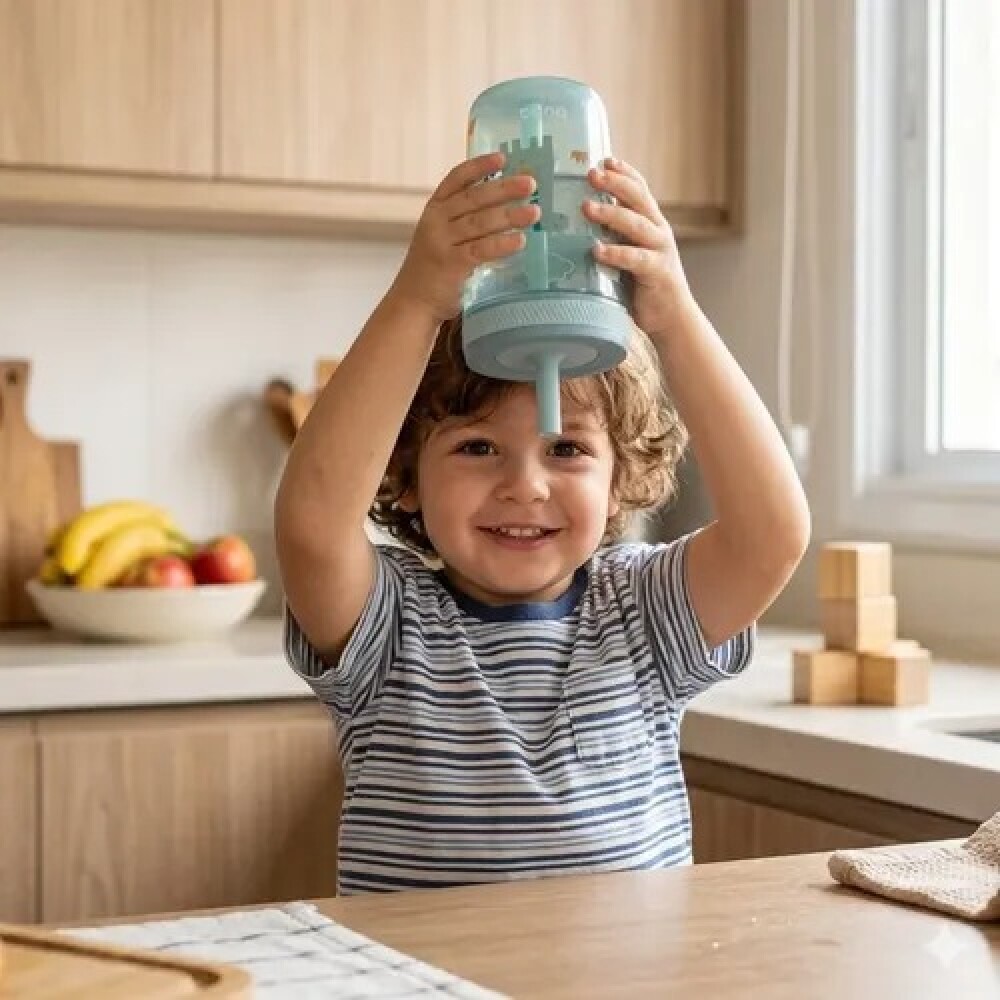 Vaso TOTS BUBA antiderrame celeste dino