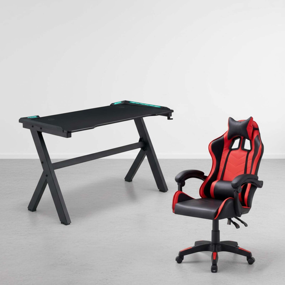 SILLA - + ESCRITORIO GAMER LED 