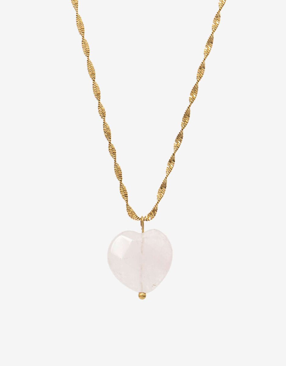 Cadena Acero Con Cuarzo Rosa - Rosa Claro 