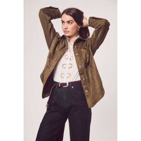 Sobrecamisa Gamuza Cuero Vegano Verde Oliva