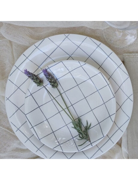 PLATO DE MESA CERAMICA D26.5CM QUADRA BLANCO/GRIS PLATO DE MESA CERAMICA D26.5CM QUADRA BLANCO/GRIS