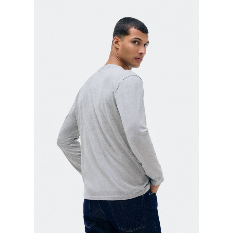 CAMISETA ML MASC CINZA MESCLA