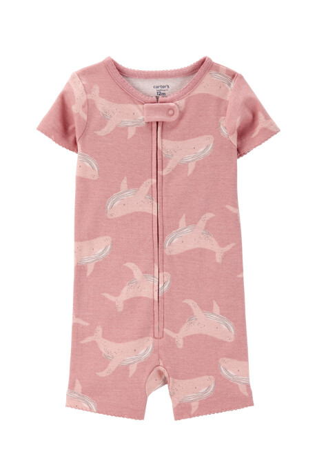 Pijama corto una pieza de algodón, diseño ballenas Sin color