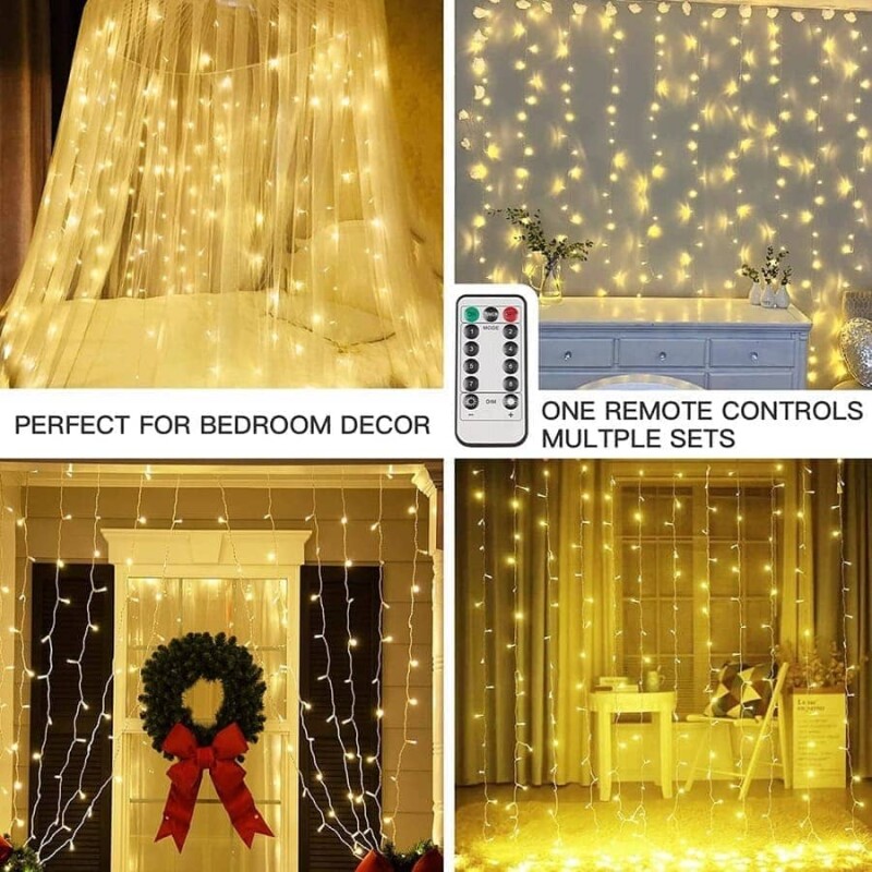 Cortina lluvia luces led cálida decoración 3x3mts Cortina lluvia luces led cálida decoración 3x3mts