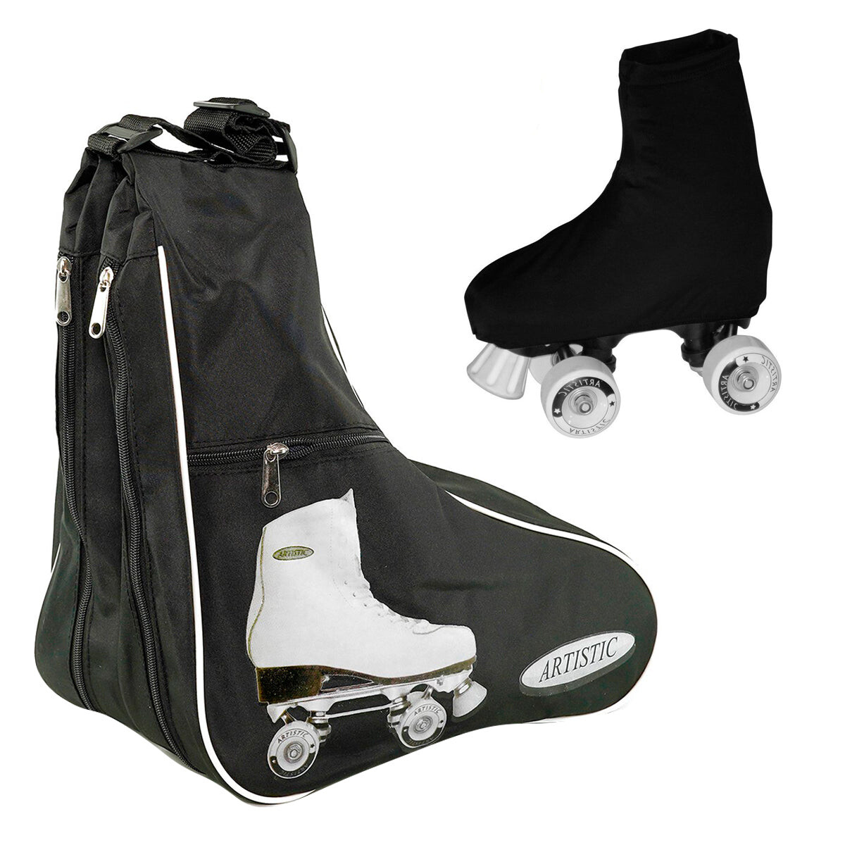 Bolso Alforja P/ Patines + Cubrebota Lycra Colores - Negro 
