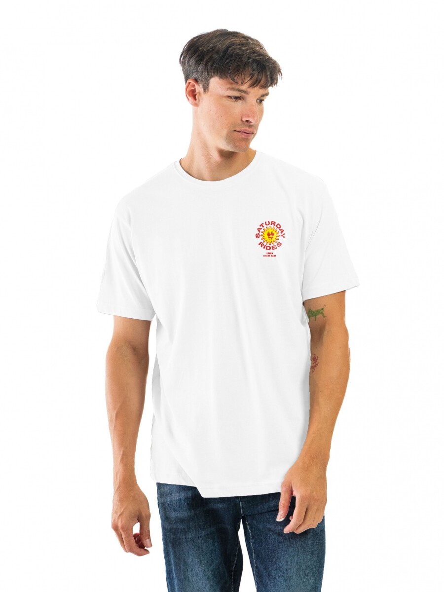 Remera Estampada Cuello Base - Blanco/ Diseño 066 
