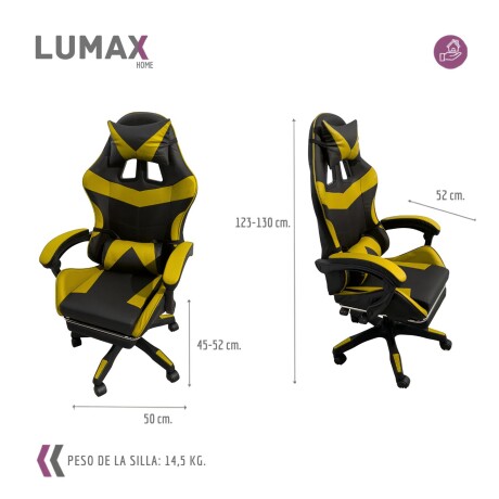 Silla Gamer Lumax Modelo ROM Negro/Amarillo