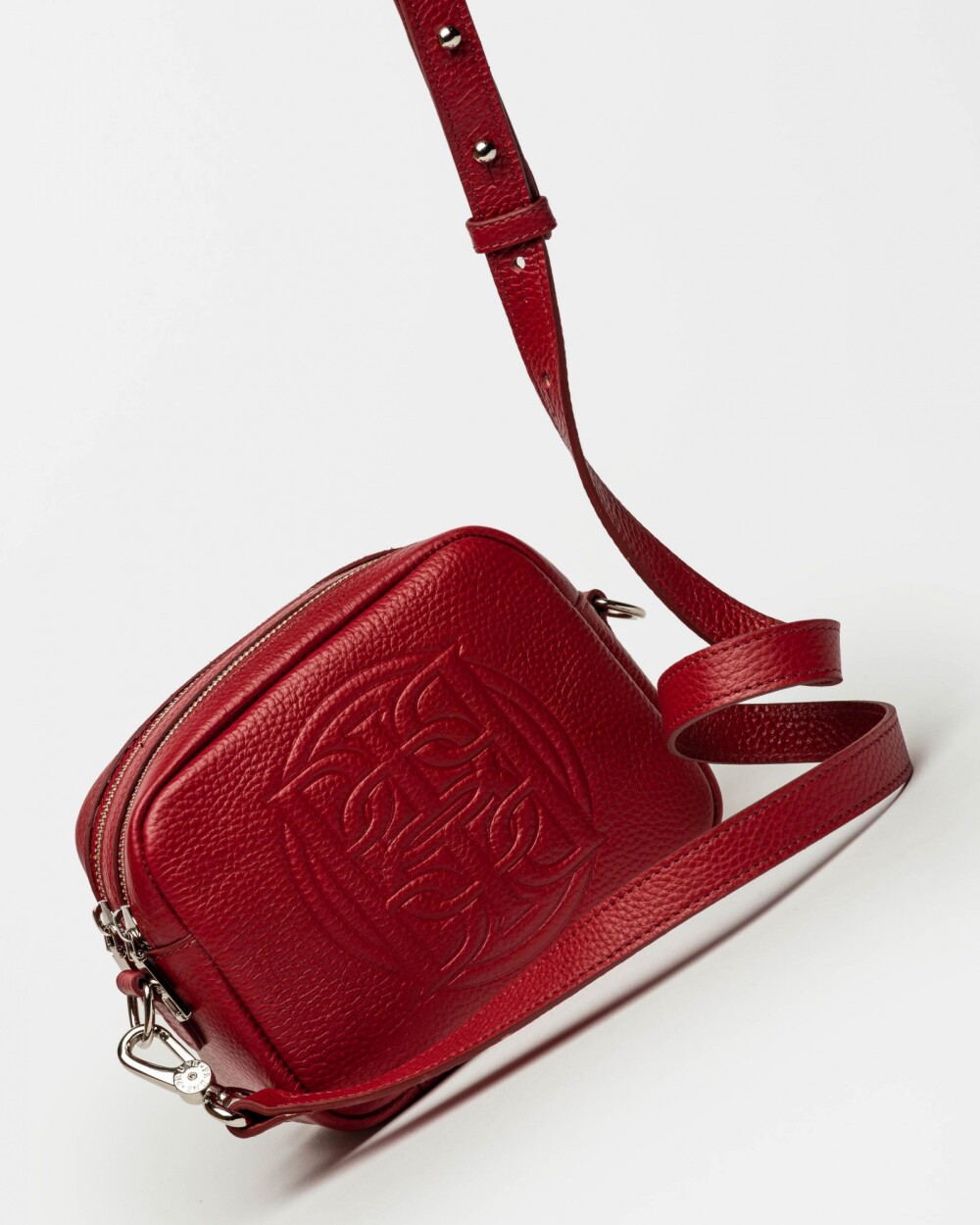 Bandolera Eterial en cuero graneado Rojo