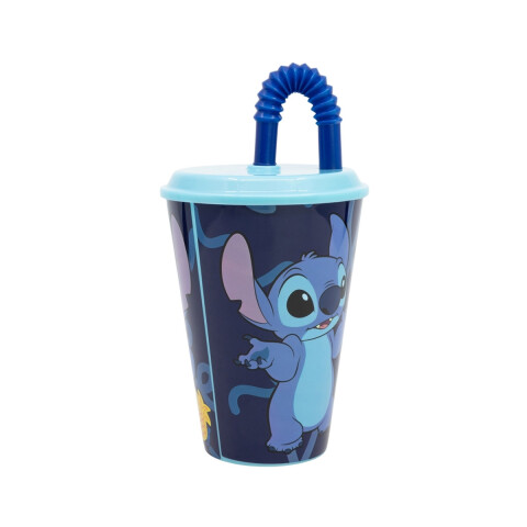 Vaso Plástico con Pajita Retráctil Stitch 430 ml U