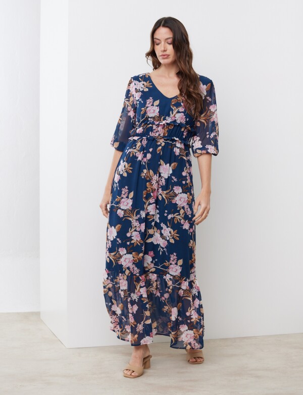 Vestido Maxi Printed AZUL/MULTI
